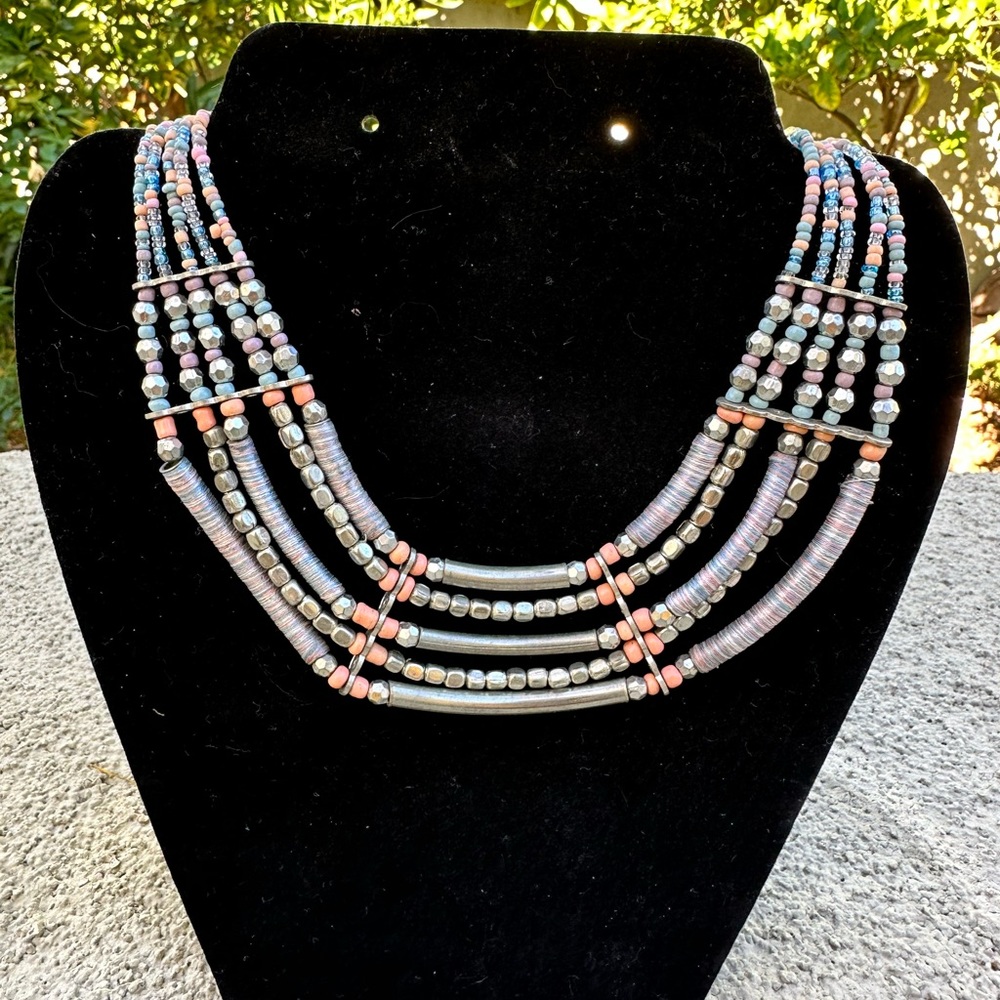 Unique Pastel Seed Bead Necklace